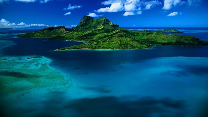 Tropical Island with Mountain — Blue, Serene, Afternoon