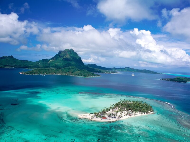 Tropical Island with Mountain — Blue, Serene