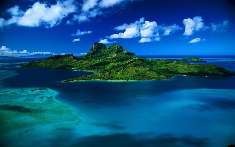 Tropical Island with Mountain — Blue
