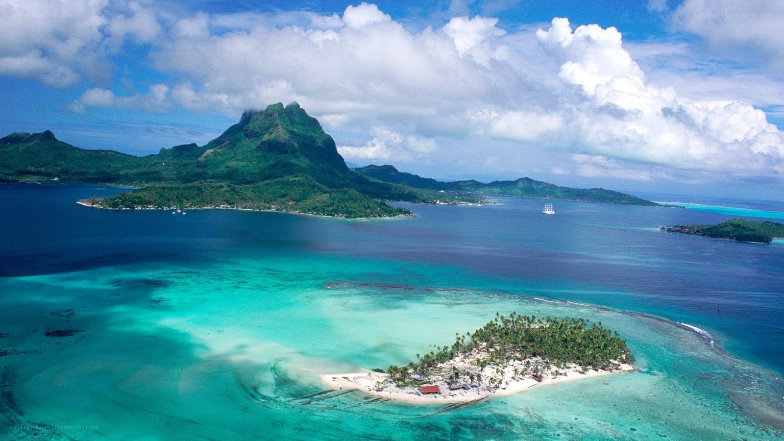 tropical island with mountain view