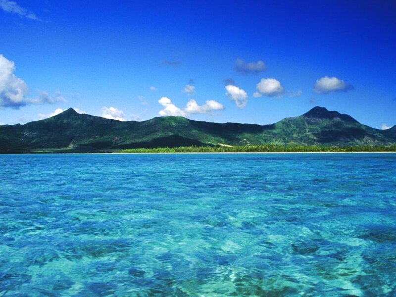 Tropical Island with Mountains — Blue