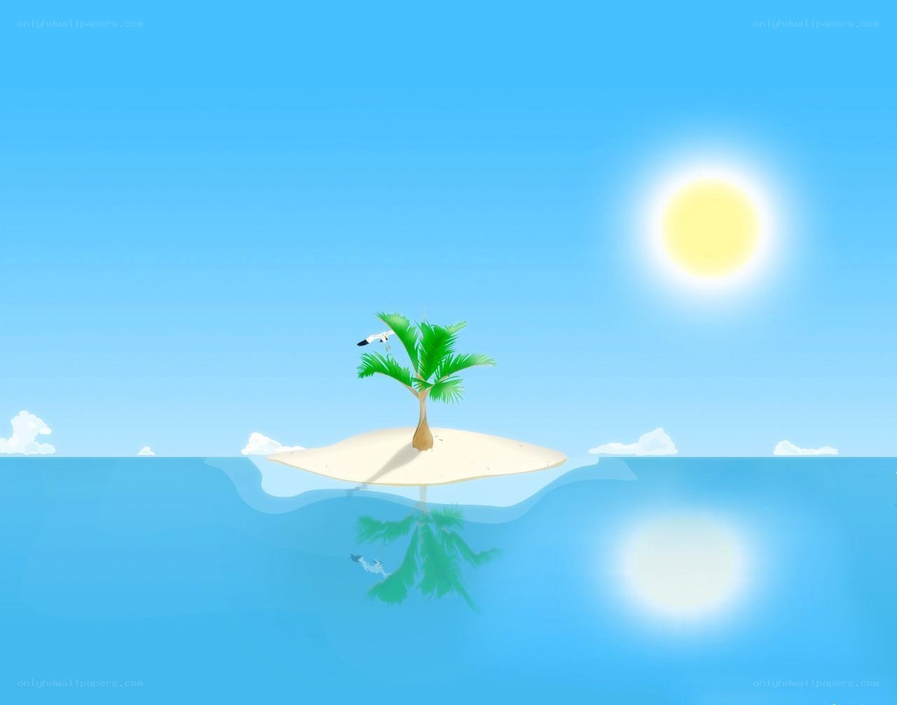 tropical island with palm tree