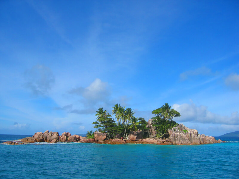 Tropical Island with Palm Trees — Afternoon, Rocks