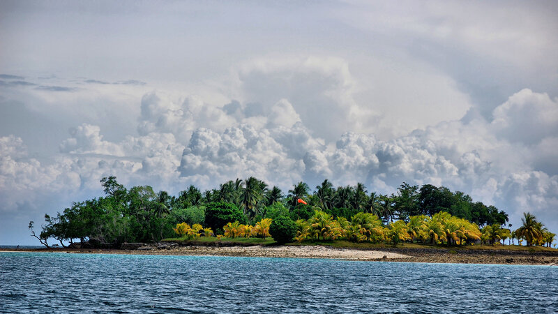 Tropical Island with Palm Trees — Blue, Dramatic, Afternoon, Photograph