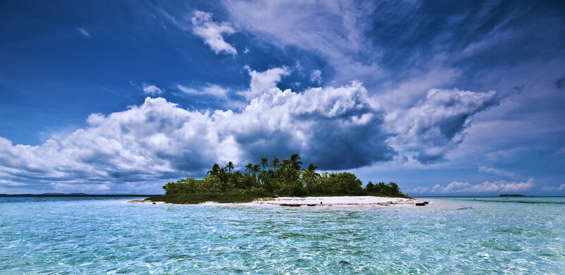 Tropical Island with Palm Trees — Blue, Dramatic, Afternoon