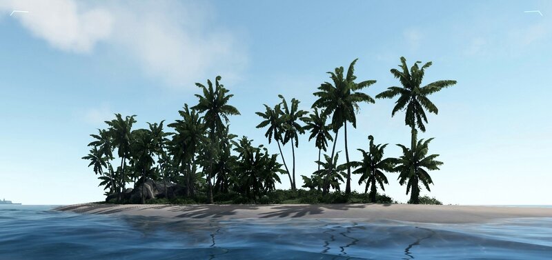 Tropical Island with Palm Trees — Blue, Serene, Afternoon, 3d Render, Palm Trees, Sand, Ocean