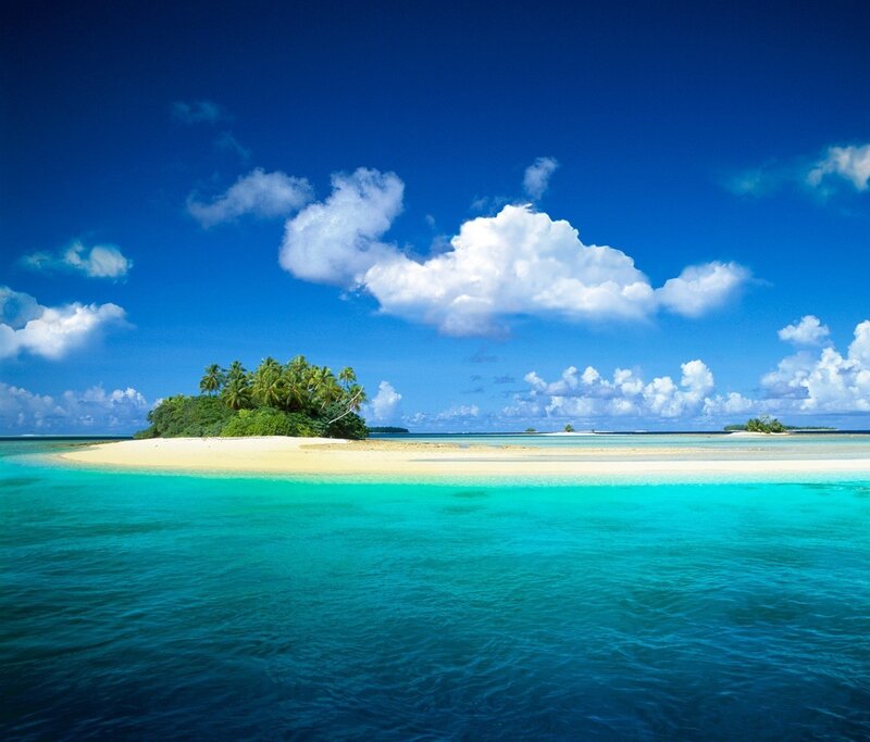 Tropical Island with Palm Trees — Palm Trees, Clouds