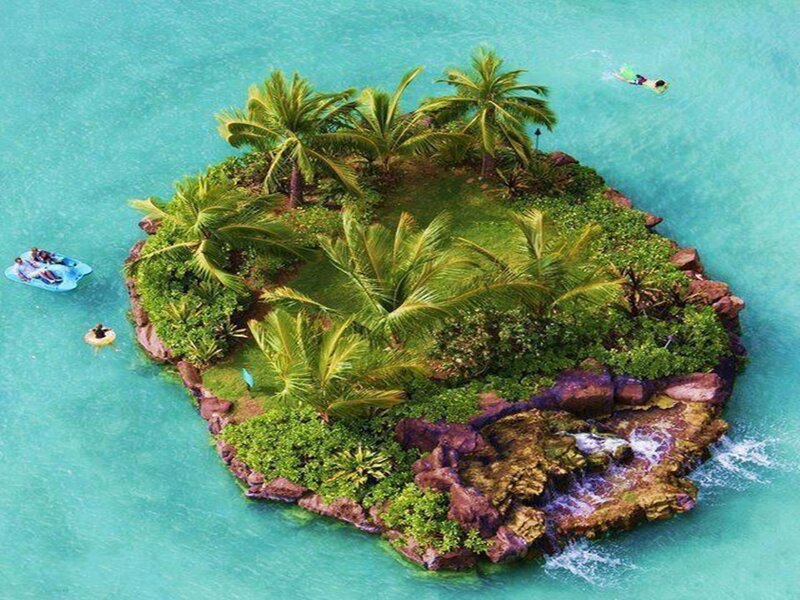 Tropical Island with Palm Trees — Turquoise