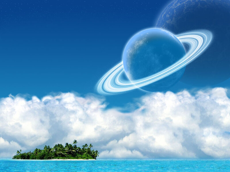 Tropical Island with Planets