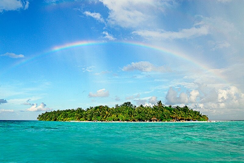 Tropical Island with Rainbow