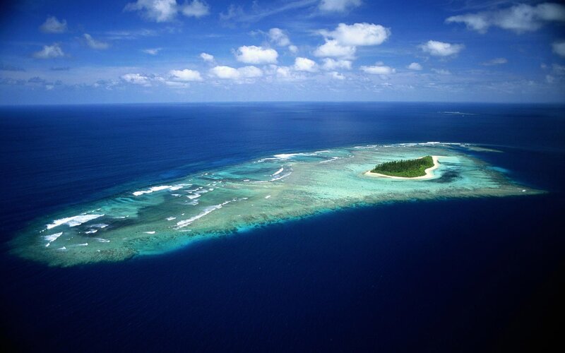 Tropical Island with Reef — Blue, Serene, Afternoon