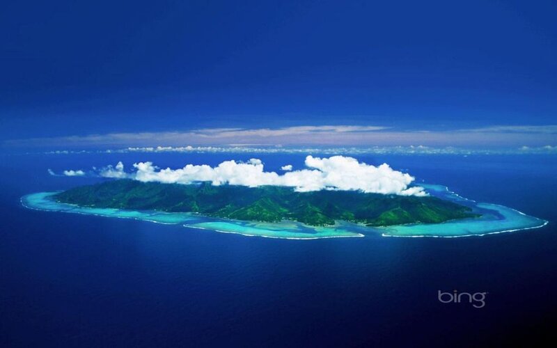 Tropical Island with Reef — Blue, Serene