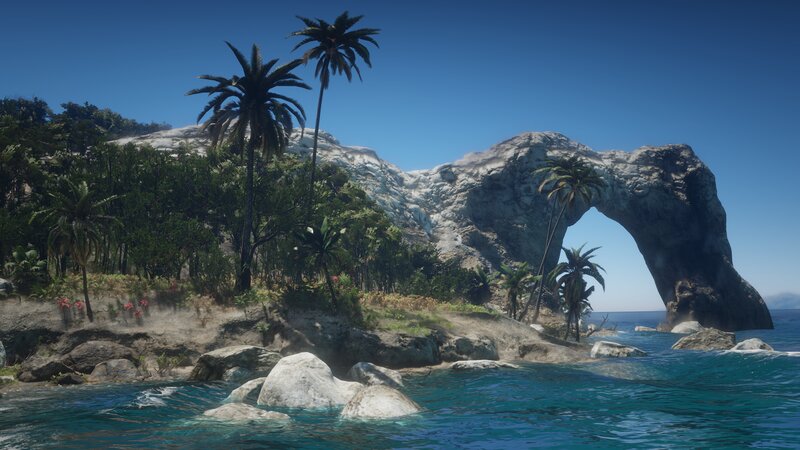 Tropical Island with Rock Arch