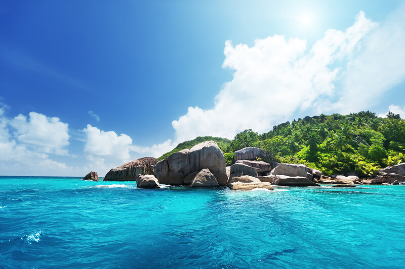 Tropical Island with Rocks — Blue, Serene