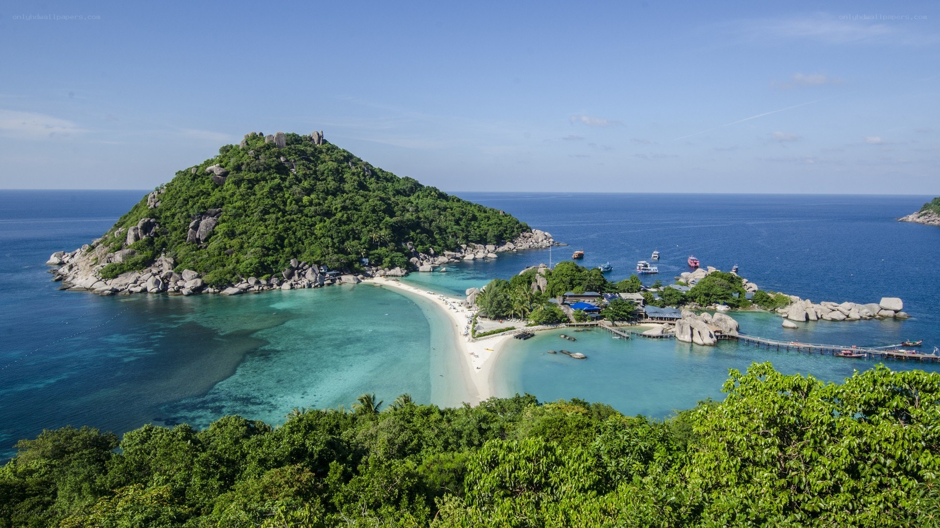 tropical island with sandy beach