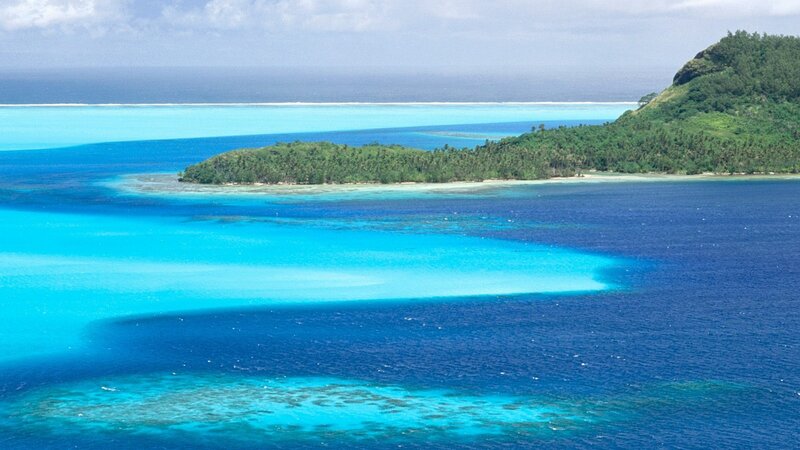 tropical island with turquoise water