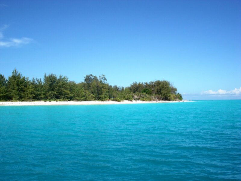 tropical island with turquoise water
