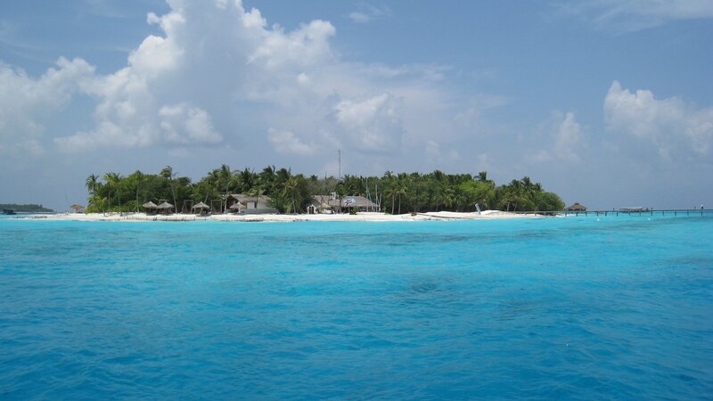 tropical island with turquoise water