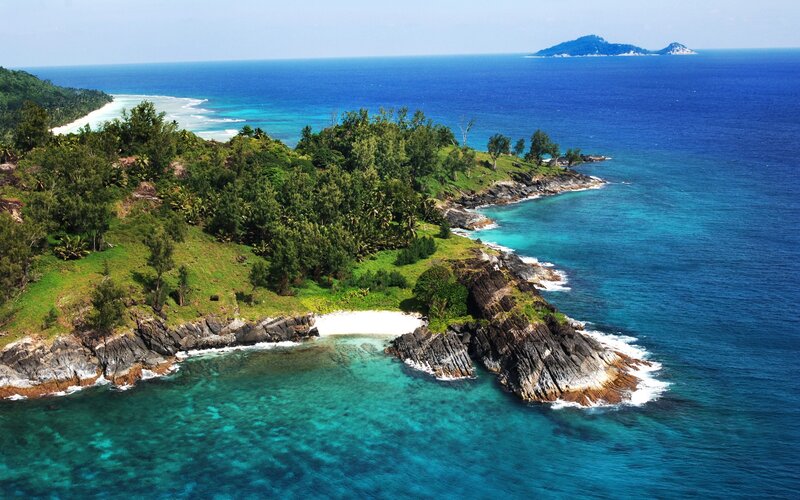 tropical island with turquoise water