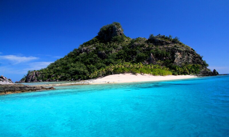 tropical island with turquoise water