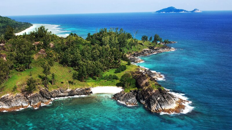 tropical island with turquoise water