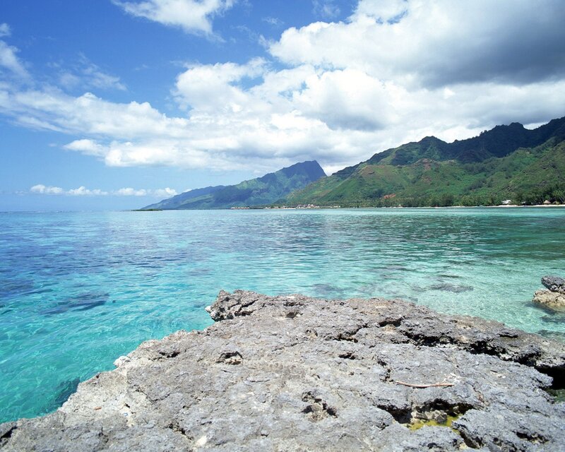 tropical island with turquoise water