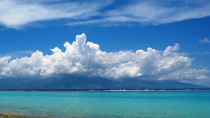 tropical island with turquoise water