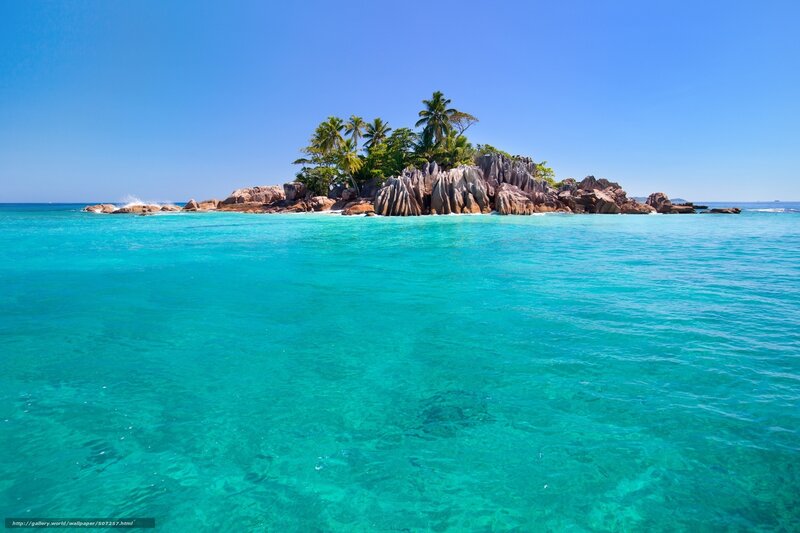 tropical island with turquoise water