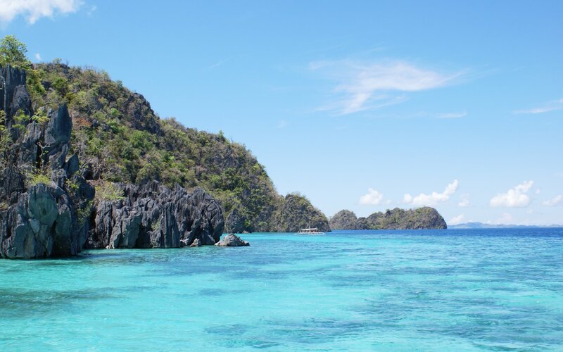 tropical island with turquoise water