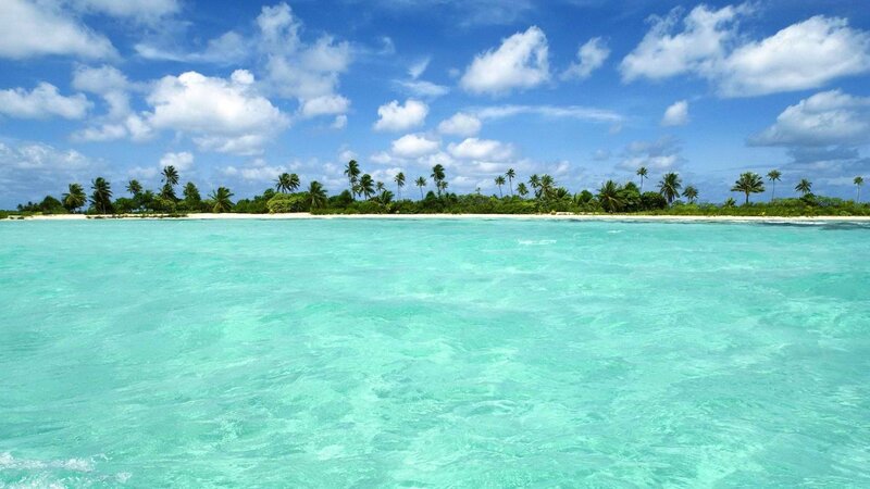 tropical island with turquoise water