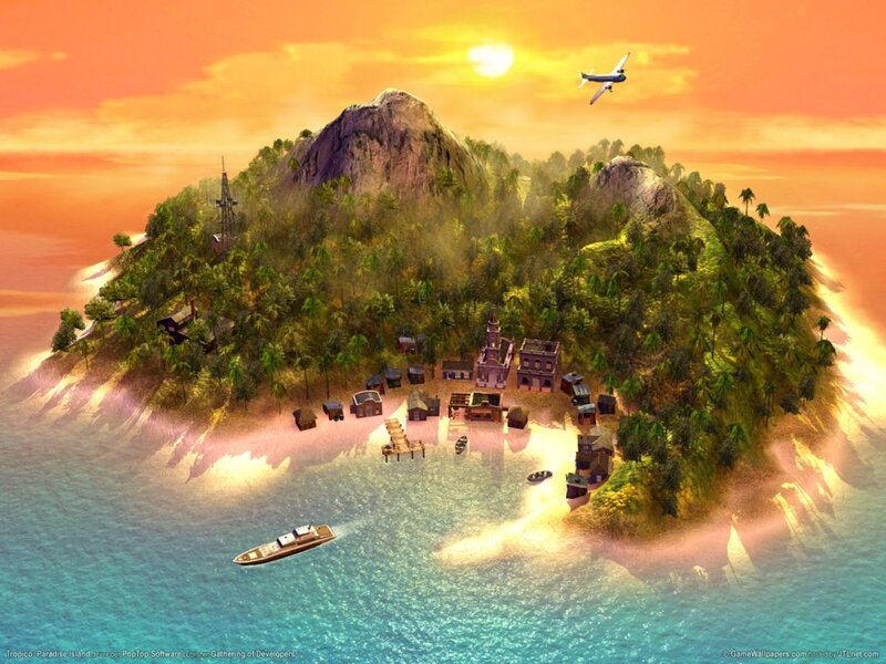 Tropical Island with Village — Orange