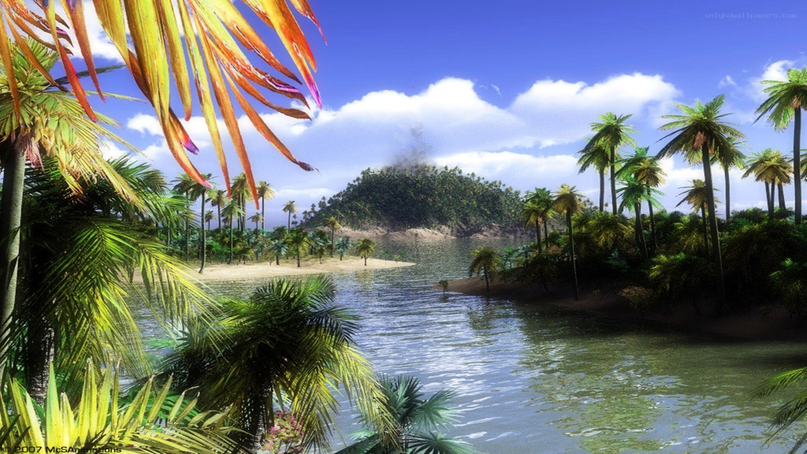 Tropical island with volcano