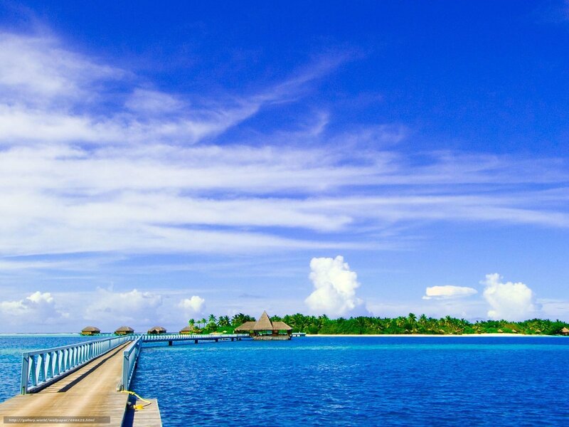 Tropical island with wooden pier