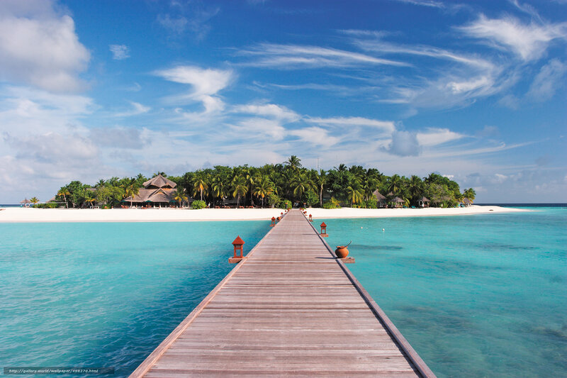 tropical island with wooden pier