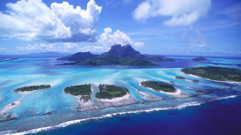 Tropical Islands and Lagoon — Blue, Serene, Afternoon, Photograph