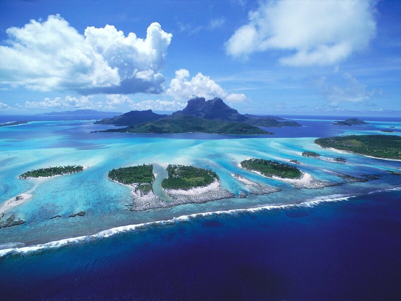 tropical islands and turquoise lagoon