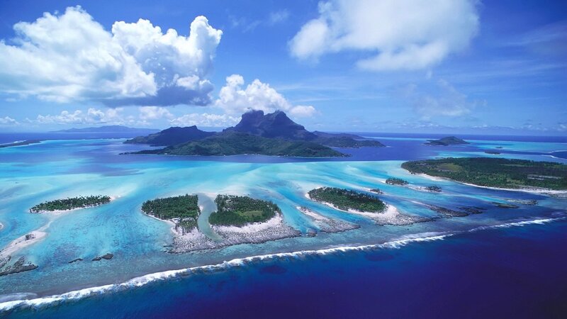 tropical islands and turquoise lagoon