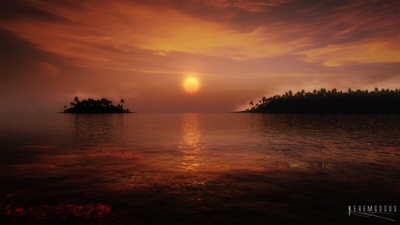 Tropical Islands at Sunset — Orange