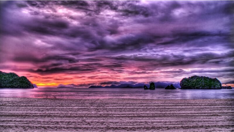 Tropical Islands at Sunset — Purple