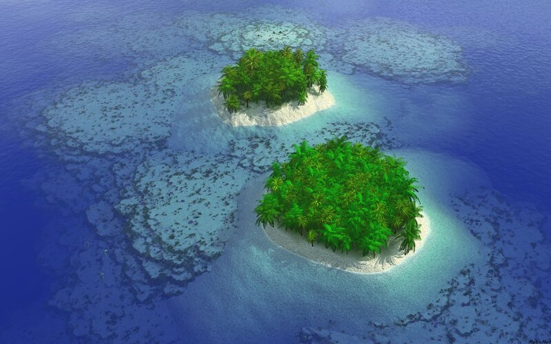 tropical islands in blue ocean