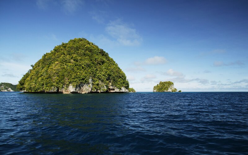Tropical islands in blue sea
