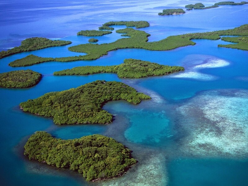 Tropical Islands in Blue Water
