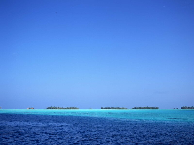 Tropical islands in clear blue water