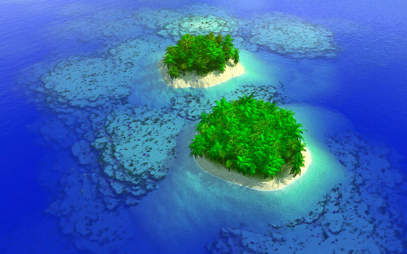 Tropical Islands in Ocean — Blue, Serene, Afternoon, 3d Render