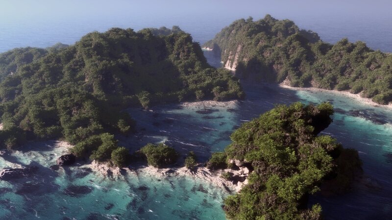 Tropical Islands in Ocean — Green