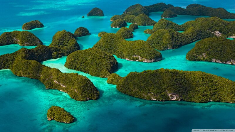 tropical islands in turquoise water