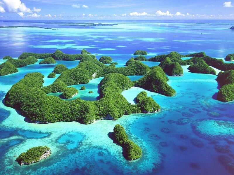 tropical islands in turquoise water