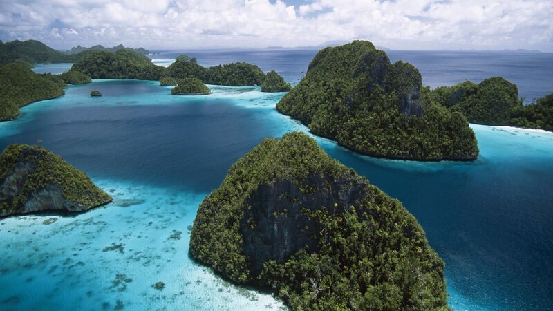tropical islands in turquoise water