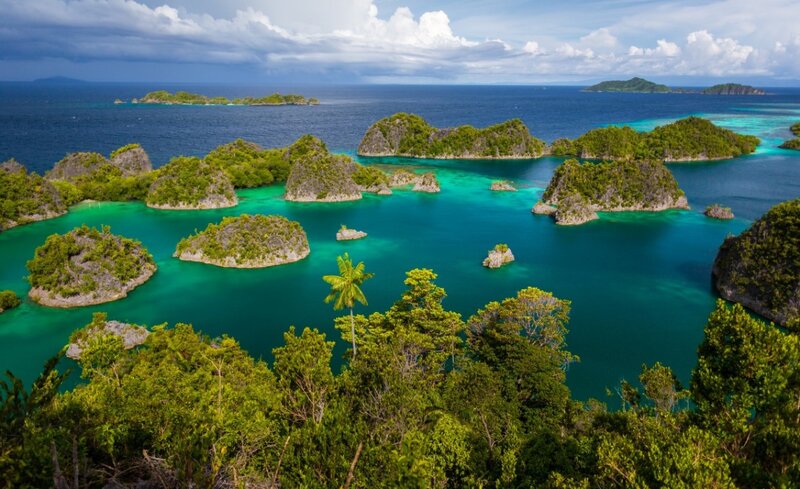 Tropical Islands in Turquoise Water — Blue, Serene, Afternoon, Photograph, Ocean, Clouds