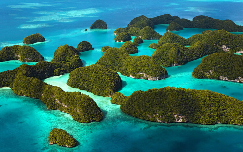 Tropical Islands in Turquoise Water — Blue